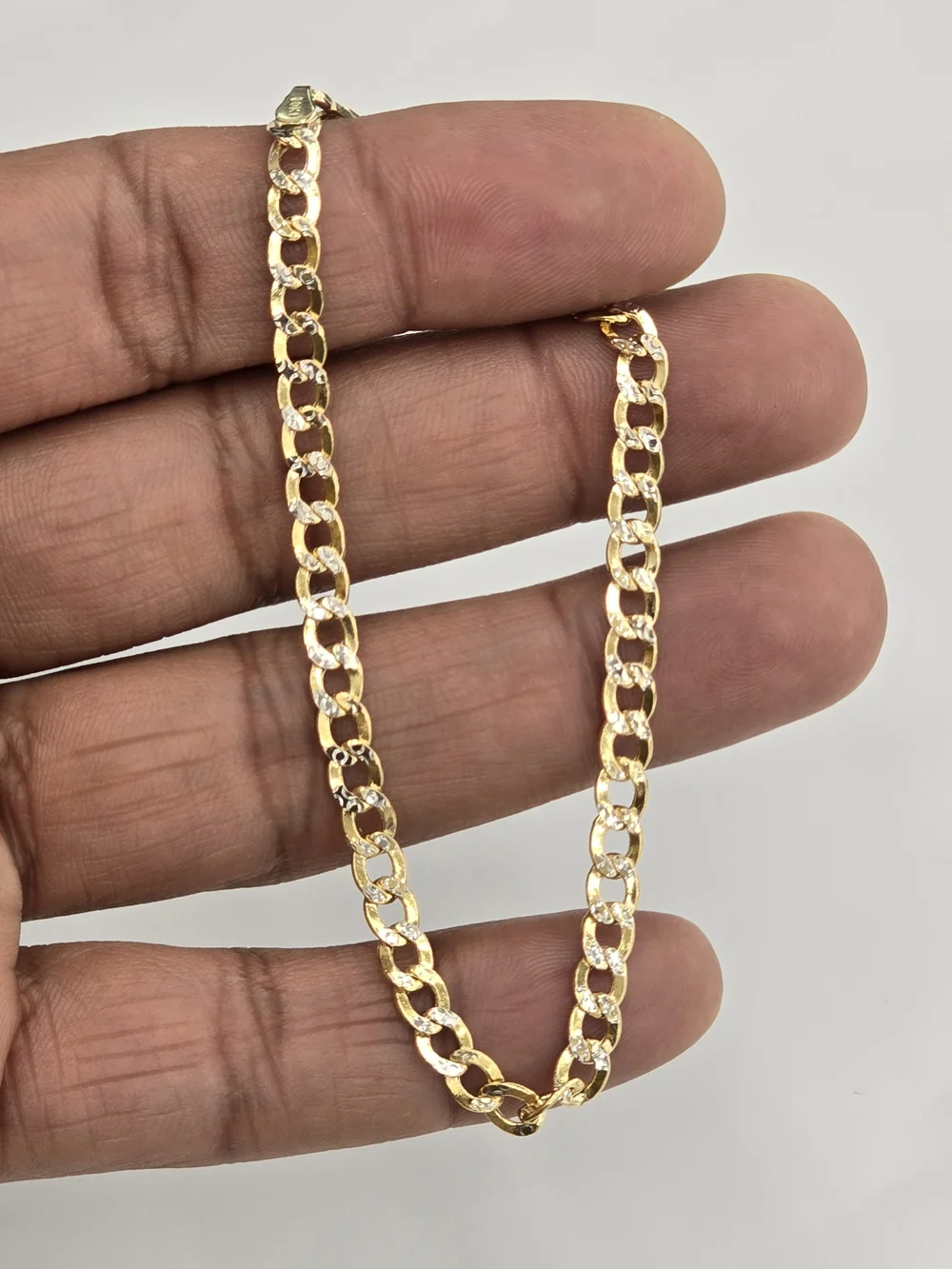 10k Real Gold Cuban Diamond Cut Bracelet 4.5 Mm 8 Inches